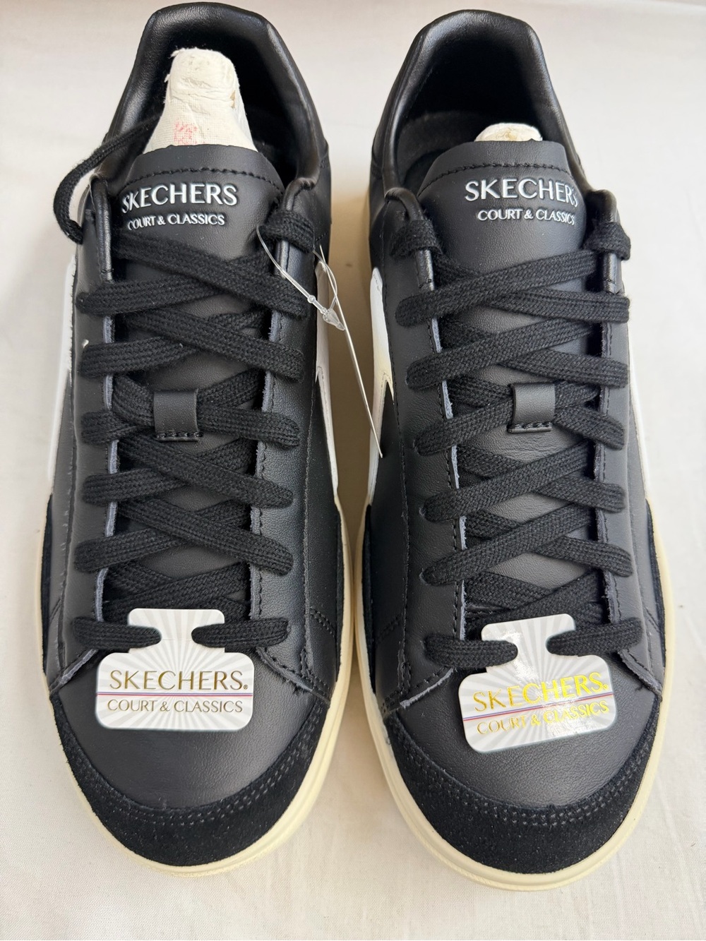 Skechers Court & Classics Men's Black Sneakers with Cream Sole